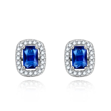POLIVA Luxury 925 Sterling Silver Rectangle Earrings for Office Women Geometric Design Gold Plating Emerald Cut for Anniversary