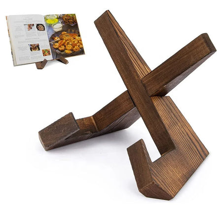 Wood Cook Book Stand Rustic Wooden Kitchen Decor Multifunctional Folding Design Vinyl Fancy Plate Cookbook Holder Record Holder