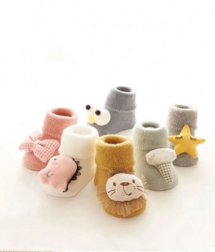 Cmax Hot Sale Winter Anti-Slip Knitted Breathable Anti-Bacterial Casual Cute Baby Socks Soft Cotton Spandex/Nylon 3D Cartoon