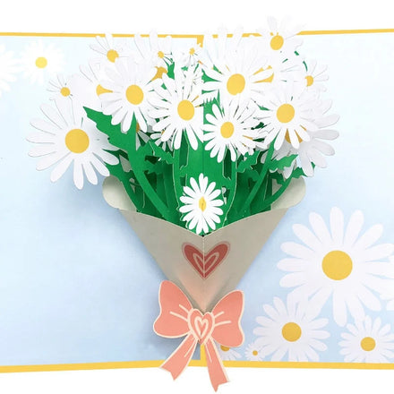 Daisy Bouquet Pop up Greeting Card Thank You Teacher's Day Blessing Invitation With Envelope