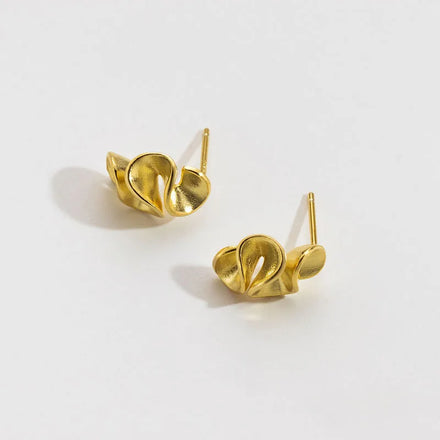 Geometric 925 Sterling Silver Irregular Petal Flower Stud Earrings for Women 18K Gold Plated Jewelry Gifts