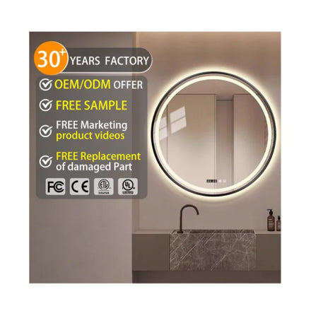 Modern Top Quality Custom Large Led Bathroom Mirror Aluminum Alloy Frame Touch Bath Mirror Round Smart Mirror With LED Light