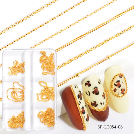 Wholesale Luxury 3D Nail Art Chains and Metal Chains Suitable for Wedding and Party Nail Decorations