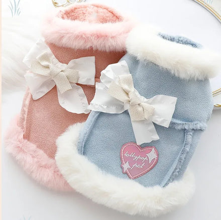 Autumn/Winter Dog Clothes Cat Clothes Pet Apparel Heartwarming One-Piece Cotton Coat
