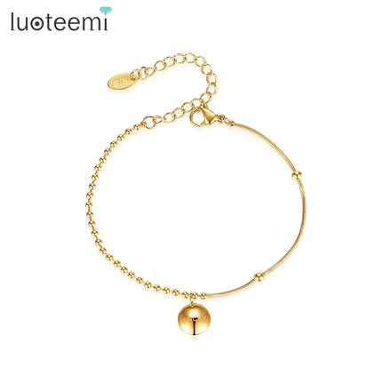 SP-LAM 2021 Adjustable Stainless Steel Cute Bangle LUCKY Letter Gold Charm Woman Korean Chain Bracelet