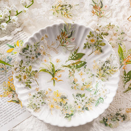 30Pieces/Pack Sticker Package Flower Room Season Pet Gilding Vintage Plant Flower Journal Decoration Collage 6 Style