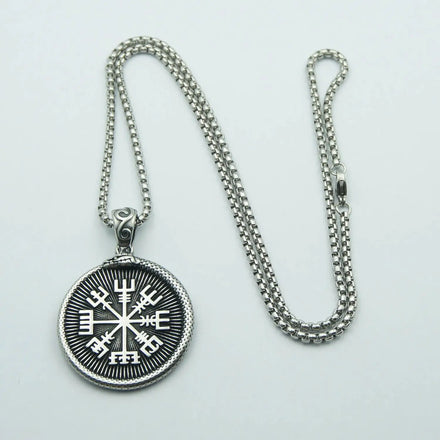 Vintage Stainless Steel Nordic Viking Odin Triangle Rune Necklace Mens Pendant Gift
