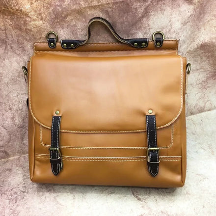 Andong Leather Briefcase for Men Genuine Cow Leather Vintage Fashion Messenger Bag Business Handbag Travel Shoulder Bags 9967