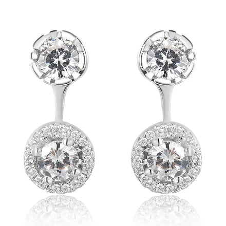American Retro 925 Sterling Silver CC Earrings AAA Cubic Zirconia with Gold Plating for Weddings Parties and Gifts