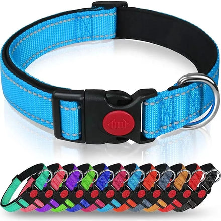QUCHONPET Dog Collar and Leash Set Padded Customised Vegan Thick Design Luxury Collar Reflective Nylon Adjustable Neoprene Mesh