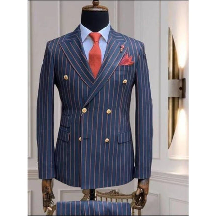 Pin Striped Men Suits for Wedding Groom Tuxedos Terno Masculino Business Classic Suits Men Two Pieces( Blazer+Pants)