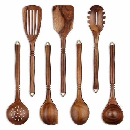 Mutoulao New 7pcs Set Natural Teak Wood Kitchen Utensil Set From Hunan