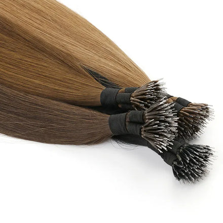 Professional Salon Super Double Drawn Russian Slavic Virgin Hair Ombre Russian Nano Tip Hair Extensions
