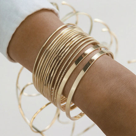 Fashion New Trendy 14 Piece Wide-faced Bracelet Set Cuff Semanario Bracelets Women Charm Bangle Jewelry