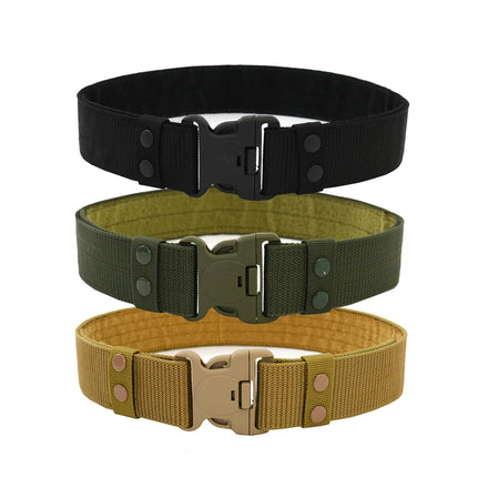 Men's Quick Release Duty Belt Outdoor Training Security Guard Plastic Buckle Canvas Fabric Belt Adjustable Tactical Belt
