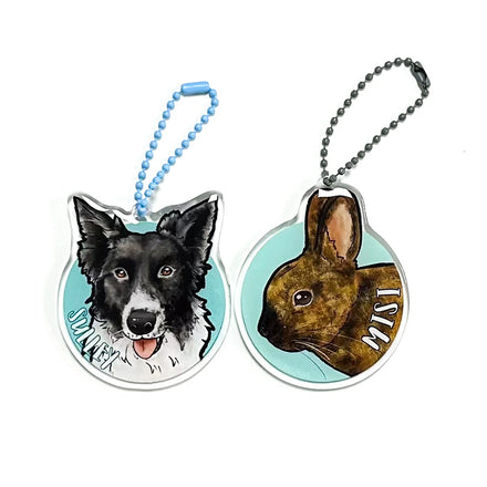 Acrylic Double Sided Custom Printing Transparent Color Animal Epoxy Charm Waterproof Light Keychain