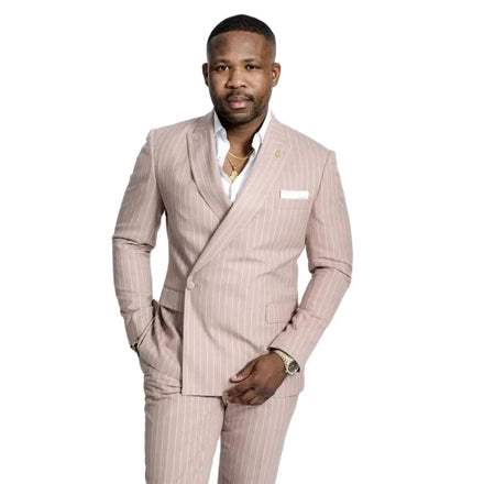 Latest Design Coat Pant Design Pink Striped One Button Men Suits Business Clothing Men's Plus Size Suits & Blazer
