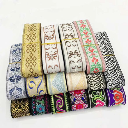 33mm Textile Computer Jacquard Webbing Ethnic Lace Bedding Linen Curtain Accessories Polyester Geometric Patterns Ribbon Trims