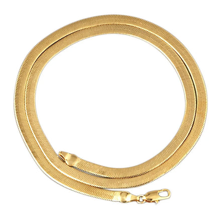 DAIHE Wholesale Stainless Steel Flat Snake Bone Chain Simple 18k Gold Plated Chain Necklace