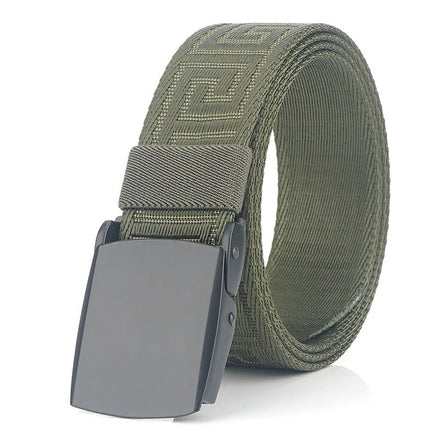 Customized Logo Tactical Cotton Canvas Fabric Belts for Men with Black Double Needle Buckle All Seasons Fashion Trend