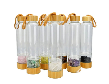 Wholesale Energy Crystal Glass Natural Gemstone Stone Drinking Crystal Gem Stone Quartz  Crystal Water Bottle Gemstone