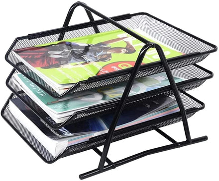 Office Supplies 3 Tier Metal Mesh Document Rack File Holder Letter Tray with Custom Logo for Home Use