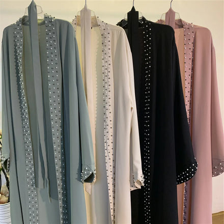 1838 Luxury Elegant Solid Color Muslim Maxi Long Abaya Dresses