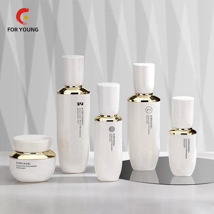 30ml 50ml 100ml Luxury Triangular Glass Bottle Skincare Packaging Set with Lotion Pump & 50g Jar for Face Cream OEM Custom Color