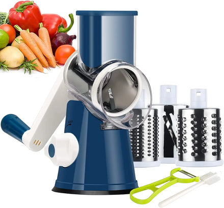 Cheese Grater Rotary Carrot Cutter for Kitchen Kitchen Vegetable Slicer with 3 Drum Blades