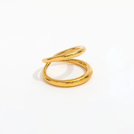 Fenny 18K Gold Plated Wholesale Waterproof Simple Versatile Double Layer Opening Stainless Steel Finger Ring Trendy for Women