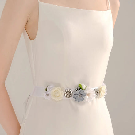 Wedding Dress Decorated Waistband Belt for Women Ribbon Waist Accessories Bridal Fabric Flower Sash Belt