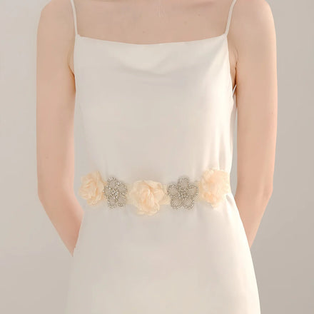 White Lace Floral Belt Rhinestone Flower Bridal Wedding for Wedding Dress Sash Belt Waist Accessories