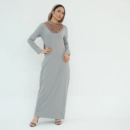Loriya Fashion Women Soft Stretchy Islamic Clothing Bottom Dress Ladies Abaya Inner Dress Abaya Women Muslim Dress