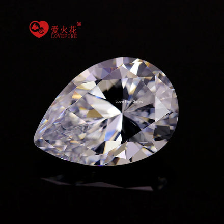 5a Quality Synthetic Gemstone Zircon Stone Price Brilliant Cut White Pear Shape Loose Cz Cubic Zirconia