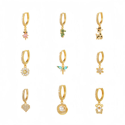 ZUOLA New Dangle Zircon Cartilage Huggie Earrings Eco-friendly Brass 18K Gold Plated Trendy Women's Piercing Jewelry Wholesale