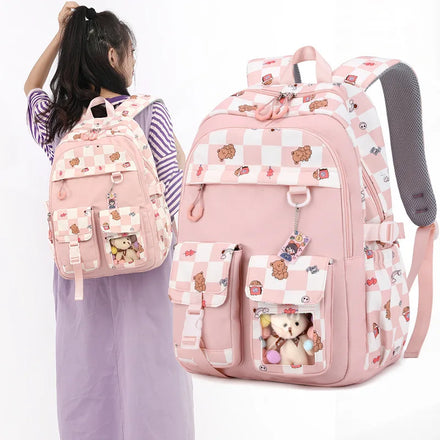 Cute Animal Prints Pink Canvas Children School Backpack Bags for Girls pink Color Girls Smiggle Bag School Lunch Backpack Bag