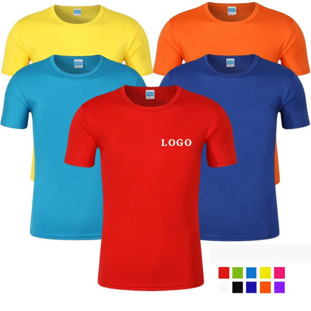 Hot Sell Cheap Quick Dry 100% Polyester Casual Pure Color Plain Blank Men's T-shirt Custom Logo Printed Men T Shirts