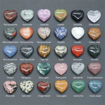20mm Spiritual Decor Crystals Healing love Heart Gemstone Natural Colorful Mixed Quartz Crystal Puffy Heart Carving for Gift