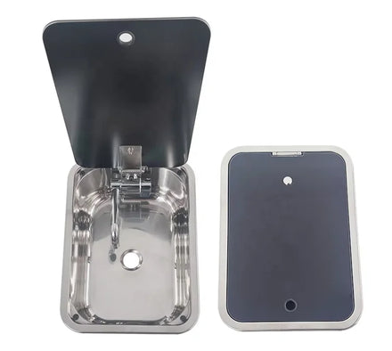 304 Stainless Steel Rv Cooker Sink Glass Cover Stainless Kitchen Sink for Rv Van