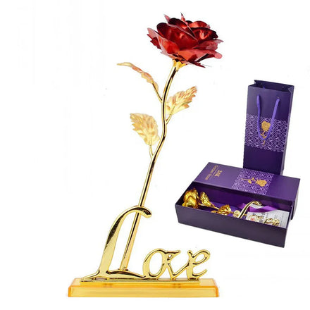 Hot Sale 24K Gold Foil Single Rose Artificial Flower Rose With Gift Box for Valentine's Day