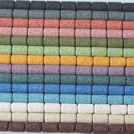 Wholesale 10 * 15mm Colorful Volcanic Stone Beads Scattering Material Cylinder lava Stone Beads
