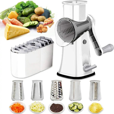 Best 5 in 1 Rotary Cheese Grater with Handheld Cheese Shredder Food Vegetable Hand Crank Grater with Storage Box for Blades