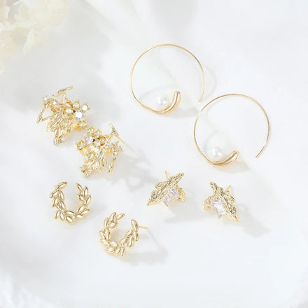 2024 Latest Trending Fashion Dainty Woman Gold Plated Stud Earrings
