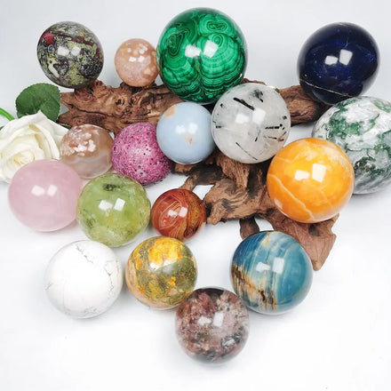 Wholesale Bulk Rose Quartz Ball Mixed Gem Stones Spiritual Healing Sphere Crystals Carving Crafts Flower Agate Sphere