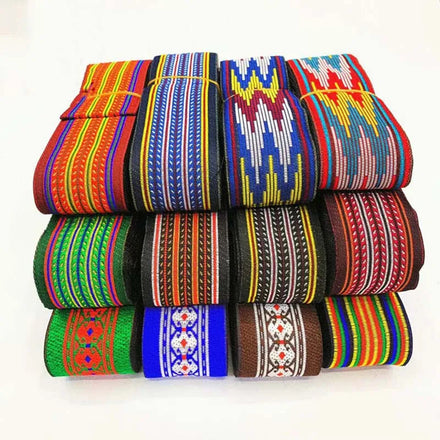 4cm Sewing Garment Accessories Textile Curtain Polyester Webbing Jacquard Geometric Pattern Upholstery Ethnic Lace Ribbon Trim