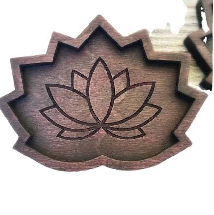 Custom Crystal Stone Storage Tray Laser Cut Lotus Flower Wooden Tray for Crystal Display Case