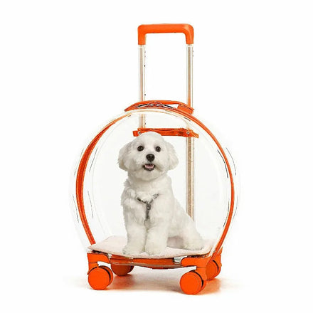 Fashion Hot Transparent Cat Pet Dog Travel 4 Wheels Space Capsule Carrier Cart