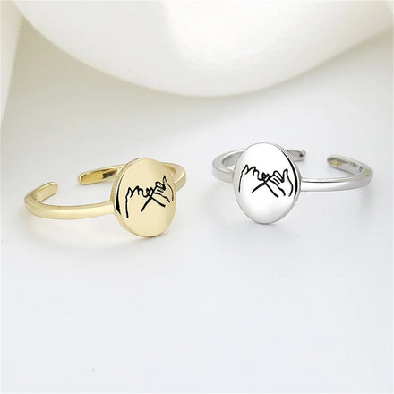 Women Silver Gold Pull Hook Promise Ring Wedding & Engagement Open Ring Fashion Jewelry Gift