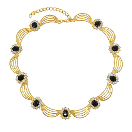 Rhinestones Chokers Necklaces for Women Statement Charms Glossy Metal Baroque Necklaces Jewelry