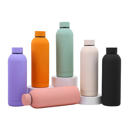 Stainless Steel Water Bottle with Rubber Matte Paint 500ml Double Wall Thermo Flask